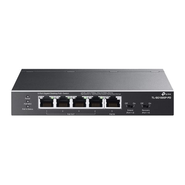TP-Link TL-SG1005P-PD verkkokytkin Gigabit Ethernet (10/100/1000) Power over Ethernet -tuki Musta