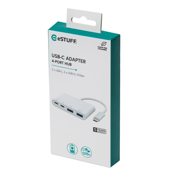 eSTUFF ES625002 gränssnittshubbar USB 3.2 Gen 1 (3.1 Gen 1) Type-C 10000 Mbit/s Vit