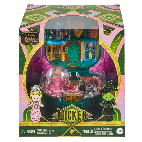 Polly Pocket Polly Pocket-mikrodukker og -legesæt, Wicked-samleræske med hat og bobletilbehør