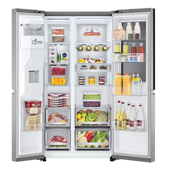 LG InstaView GSXV90MBAE side-by-side køle-fryseskab Fritstående 635 L Rustfrit stål