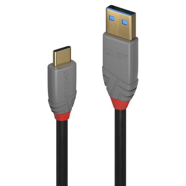 Lindy 36912 USB-kablar USB 3.2 Gen 2 (3.1 Gen 2) 1,5 m USB C USB A 10 Gbit/s Svart, Grå