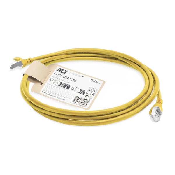 ACT FC2802 nätverkskablar Gul 2 m Cat6a S/FTP (S-STP) Rund