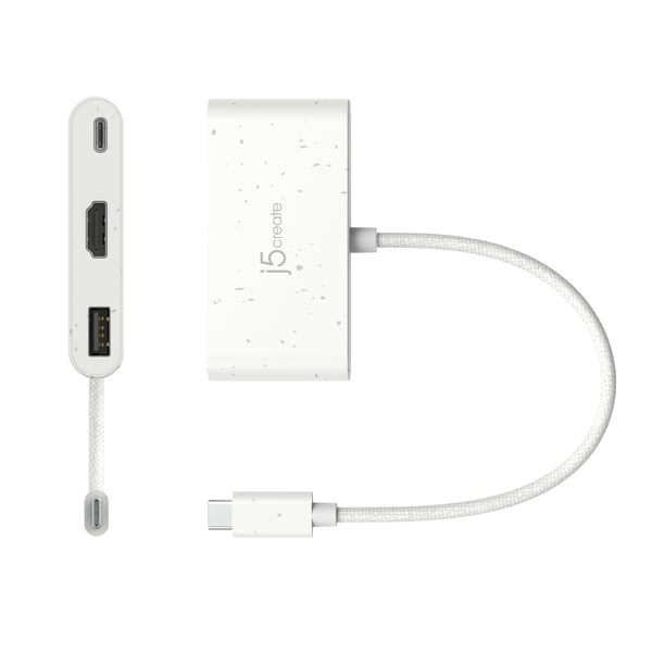 j5create JCA379EW-N Miljövänlig USB-C® till HDMI™ och USB™ typ-A med strömförsörjning
