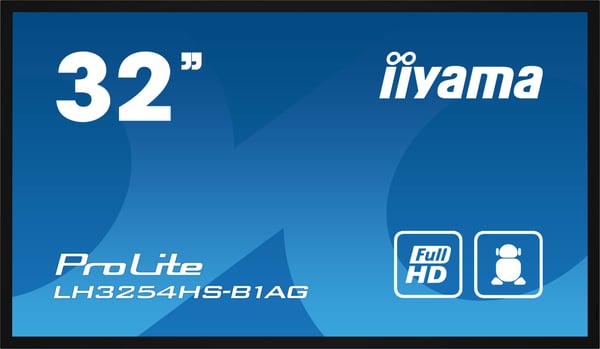 iiyama LH3254HS-B1AG skilte display Digital fladpaneldisplay 80 cm (31.5") LCD Wi-Fi 500 cd/m² Fuld HD Sort Indbygget processer Android 11 24/7