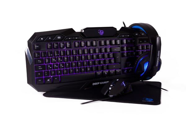 Deep Gaming DG-KTRAA-10 tastatur Mus inkluderet Spil USB QWERTY Spansk Sort