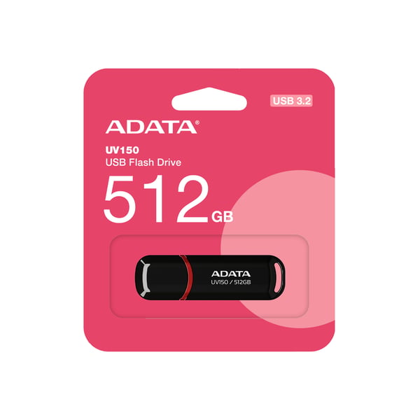 ADATA UV150 USB-muisti 512 GB USB A-tyyppi 3.2 Gen 1 (3.1 Gen 1) Musta, Punainen