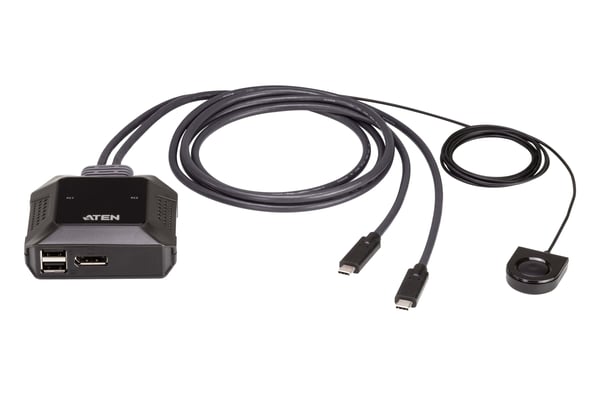 ATEN 2-portars USB-C 4K-DisplayPort KVM Switch med fjärrportsväljare