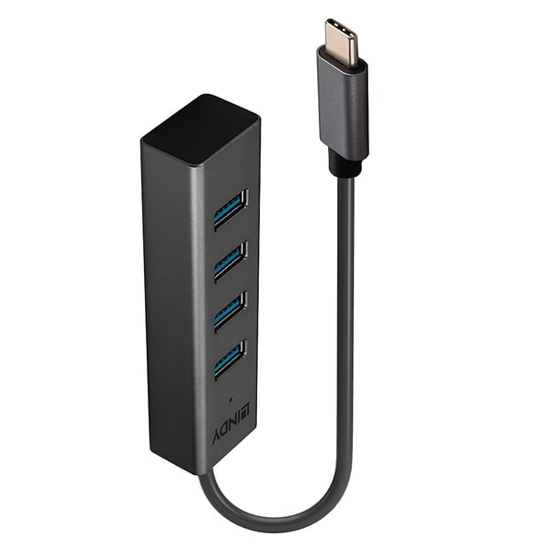 Lindy 43325 gränssnittshubbar USB 3.2 Gen 1 (3.1 Gen 1) Type-C 5000 Mbit/s Grå