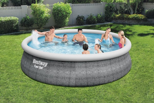 Bestway 57372 ovan mark-svimmingpooler Uppblåsbar pool Rund 12362 l Grå