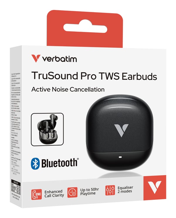 Verbatim TruSound Pro Headset Trådløs I ørerne Opkald/musik Bluetooth Sort