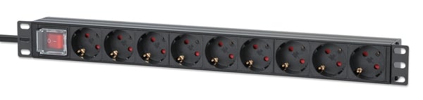 Intellinet 715133 strømforsyningsenhed (PDU) 9 AC stikkontakt(er) 1U Sort