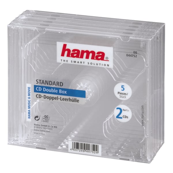 Hama CD Double Jewel Case, Pack 5 2 diskar Transparent