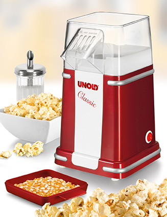 Unold Classic popcornkone Punainen, Hopea, Valkoinen 900 W