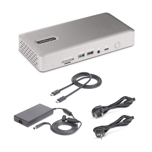 StarTech.com Thunderbolt 4 Multi-Display Docking Station, Docka för Quad/Triple/Dual-skärmar, 2x HDMI/2x DisplayPort, 7x USB-hubb, 2,5 Gigabit Ethernet, 98W Power Delivery, för Windows/MacBook