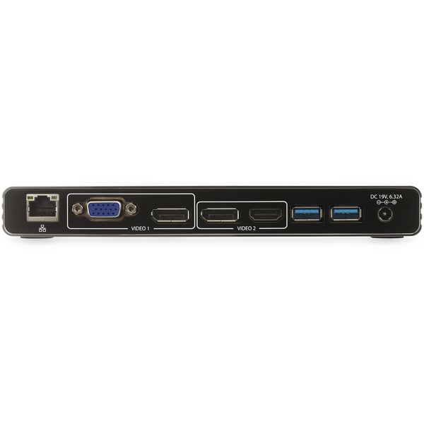 StarTech.com Thunderbolt 3-dockningsstation - TB3-dockningsstation till bärbara datorer för 60 Hz dubbla 4K-skärmar, inkluderar DisplayPort, HDMI och 1080p VGA - 85 W strömförsörjning och laddning - 2x USB-A, Ethernet - Mac och Windows