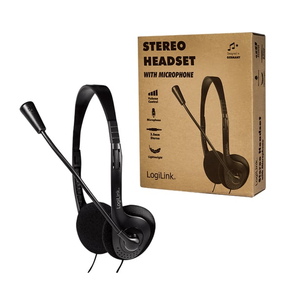 LogiLink HS0052 hörlur och headset Kabel Huvudband Kontor/callcenter Svart
