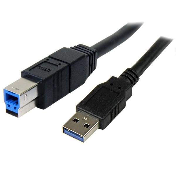 StarTech.com 3m, USB 3.0-A - USB 3.0-B USB-kabel USB 3.2 Gen 1 (3.1 Gen 1) USB A USB B 5 Gbit/sek. Sort