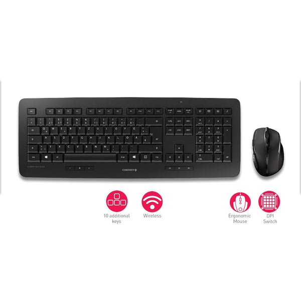 CHERRY DW 5100 tastatur Mus inkluderet Hjem RF trådløst Tjekkisk, Slovakisk Sort