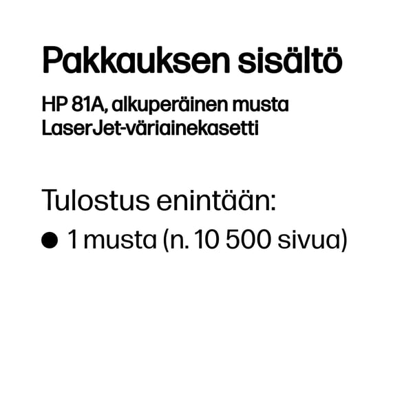 HP 81A, alkuperäinen musta LaserJet-väriainekasetti