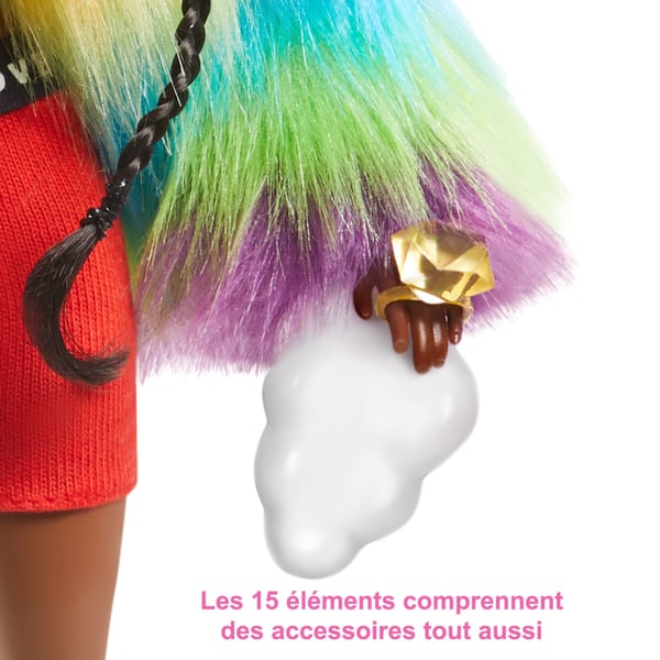 Barbie Extra Doll #1 in Rainbow Coat with Pet Poodle