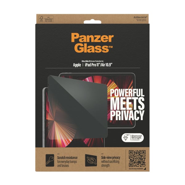 PanzerGlass ® Privacy Screen Protector iPad Pro 11″ (2018, 2020-2022, 2024) | Air 10.9'' (2020, 2022) Genomskinligt skärmskydd Apple 1 styck