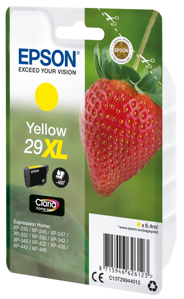 Epson Strawberry Singlepack Yellow 29XL Claria Home Ink Epson Strawberry Singlepack Yellow 29XL Claria Home Ink