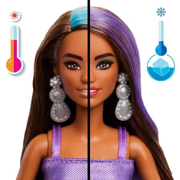 Barbie Purple Sparkle-dukke i Party Unboxed Glam Party-serien med tilbehør og 10 overraskelser