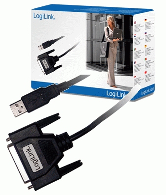 LogiLink USB / D-SUB 25 Adapter Cable, 1.8m 1,8 m D-sub (DB-25) Svart