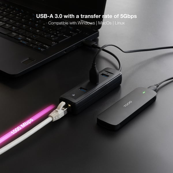 Nanocable 10.16.4604 kannettavien tietokoneiden telakka ja porttitoistin Langallinen USB 3.2 Gen 1 (3.1 Gen 1) Type-A Musta