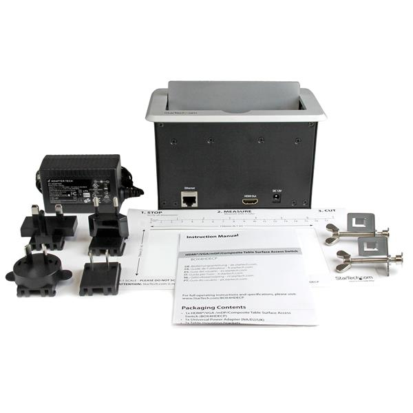 StarTech.com Anslutningslåda för konferensbord – HDMI/VGA/Mini DisplayPort till HDMI-utgång med USB-snabbladdningsport