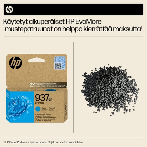 HP 937e alkuperäinen syaani EvoMore -mustepatruuna