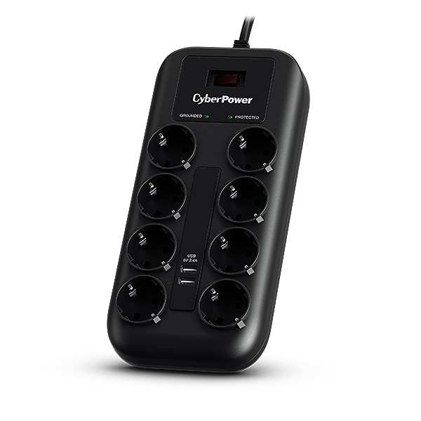 CyberPower P0820SUF0-DE overspændingsbeskytter Sort 8 AC stikkontakt(er) 200 - 250 V 1,8 m CyberPower P0820SUF0-DE overspændingsbeskytter Sort 8 AC stikkontakt(er) 200 - 250 V 1,8 m