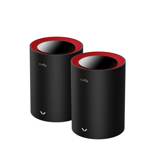 Cudy M3000 2-Pack Dual-band (2,4 GHz / 5 GHz) Wi-Fi 6 (802.11ax) Sort, Rød 1 Intern