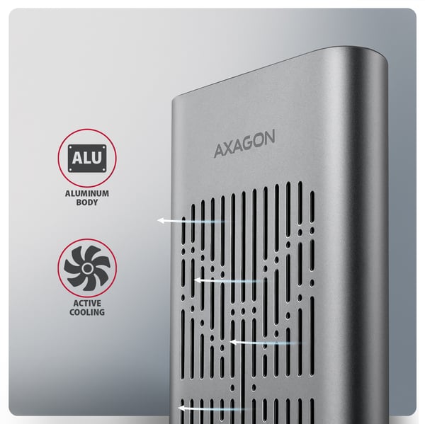 Axagon EEM2-20GD tallennusaseman telakointiasema USB 3.2 Gen 2 (3.1 Gen 2) Type-C Musta, Harmaa