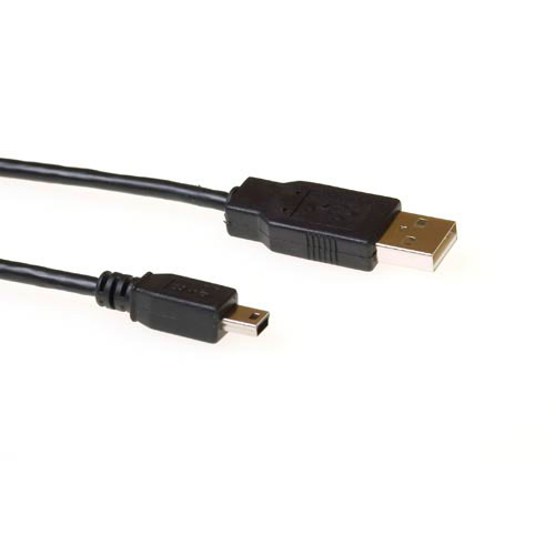 ACT SB2413 USB-kabel USB 2.0 3 m USB A Mini-USB B 0,48 Gbit/sek. Sort