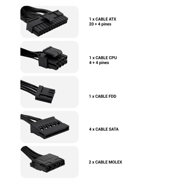 CoolBox BASIC 500GR enhed til strømforsyning 500 W 20+4 pin ATX ATX Sort