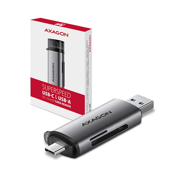Axagon CRE-SAC kortinlukija USB 3.0 Type-A/Type-C Harmaa