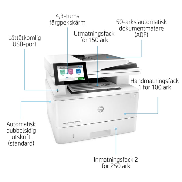 HP LaserJet Enterprise M430f Multifunction Svartvit Skrivare, Endast Ethernet; Kopiator och skanner