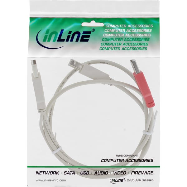 InLine 34510X USB-kabel 1 m 2 x USB A USB B 0,48 Gbit/sek. Beige