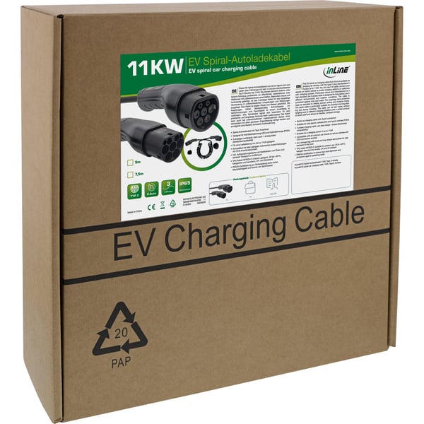 InLine 16277S laddkabel för elektriskt fordon Svart Typ 2 3 7,5 m