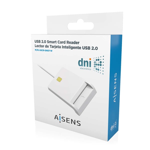 AISENS ASCR-SN07-W läsare smarta kort inomhus USB USB 2.0 Vit