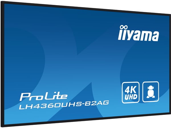 iiyama LH4360UHS-B2AG infonäyttö Digitaalinen A-taulu 108 cm (42.5") LED Wi-Fi 500 cd/m² 4K Ultra HD Musta Sisäänrakennettu prosessori Android 11 24/7