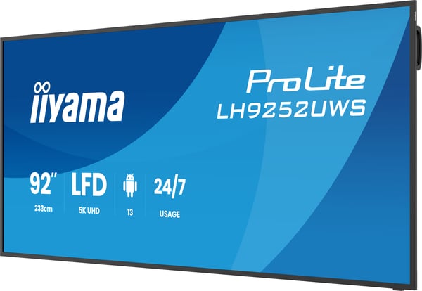 iiyama LH9252UWS-B1AG skyltställ Kioskdesign 2,34 m (92") LCD Wi-Fi 500 cd/m² UltraWide 5K HD Svart Inbyggd processor Android 24/7