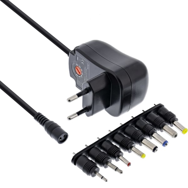 InLine 26608O strømadapter og vekselret Indendørs 12 W Sort