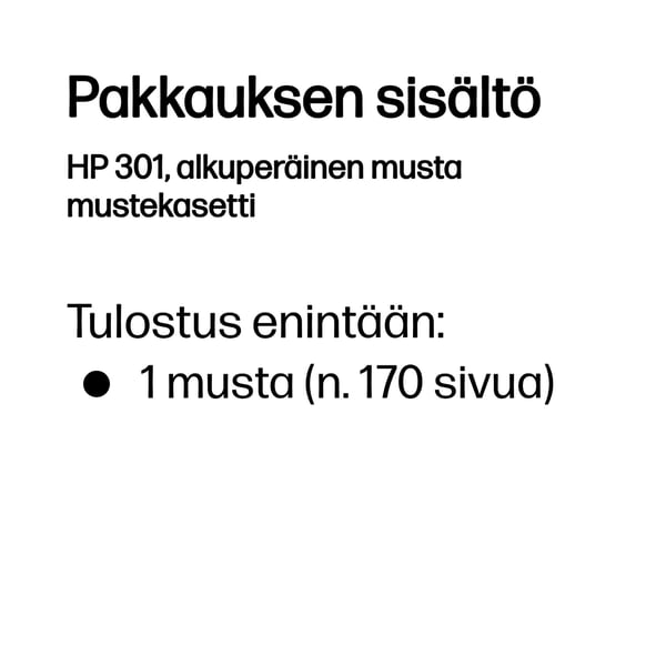 HP 301, alkuperäinen musta mustekasetti