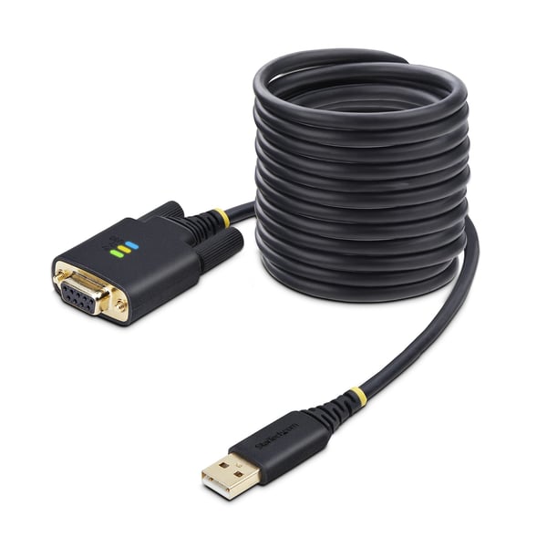 StarTech.com 10ft (3 m) USB till Null Modem seriell adapterkabel, utbytbara DB9 skruvar/muttrar, COM retention, USB-A till RS232, FTDI, Level 4 ESD-skydd, Windows/macOS/ChromeOS/Linux – robust TPE-konstruktion
