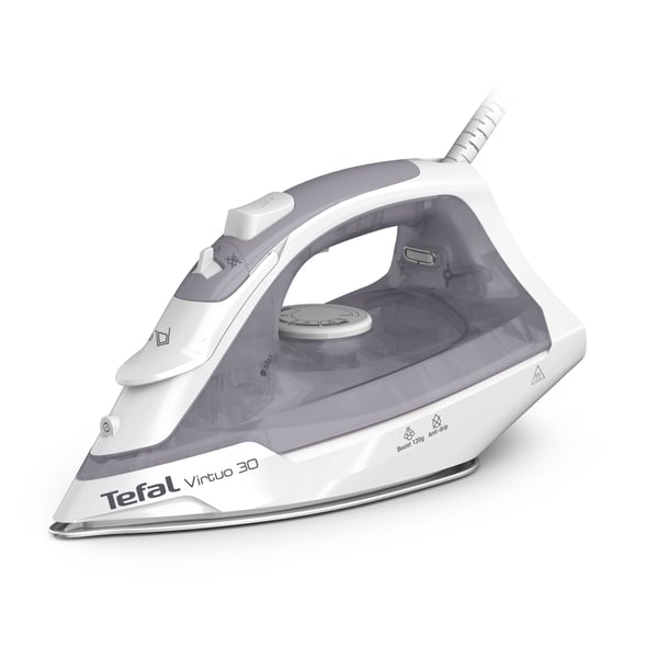 Tefal Virtuo 30 FV2C43E0 strygejern Tør & dampstrygejern Keramisk strygesål 2000 W Grå, Hvid