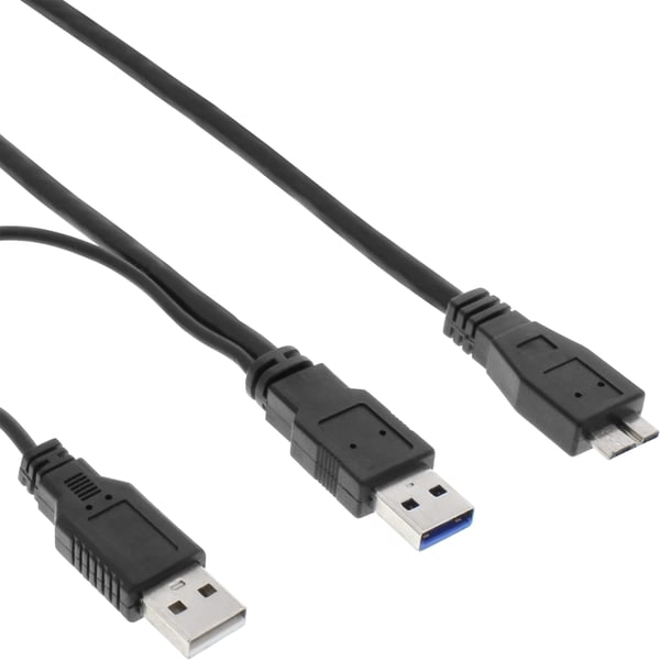 InLine 35415Y USB-kablar USB 3.2 Gen 1 (3.1 Gen 1) 1,5 m Micro-USB B 2 x USB A Svart
