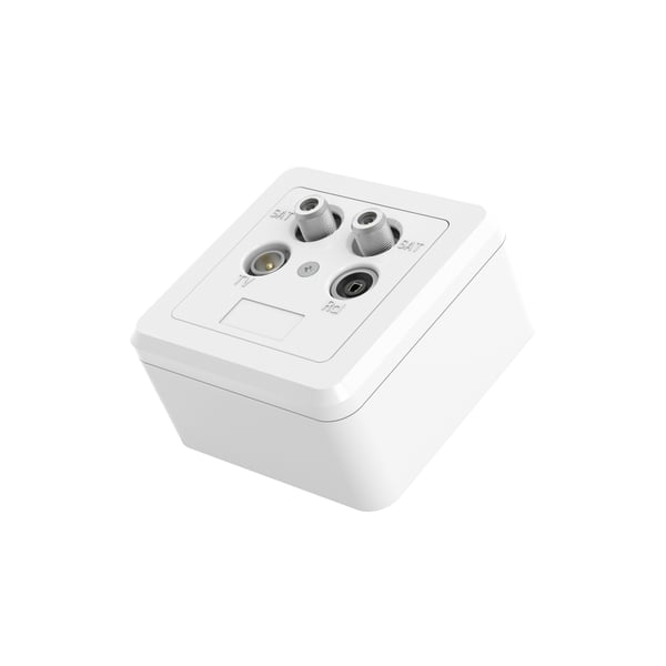 Hama 00205354 stikkontakt 2x SAT + TV + Radio Hvid