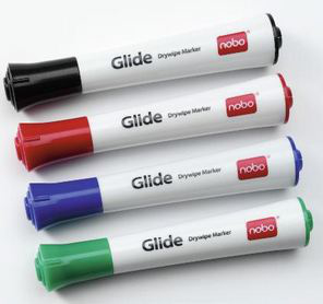Nobo Glide whiteboard marker fin spids 1 mm pakke/4 stk.